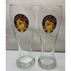 Vintage Shock Top Lemon Shandy Wheat Lemon Man Crystal Beer Glass 16 oz Pilsner